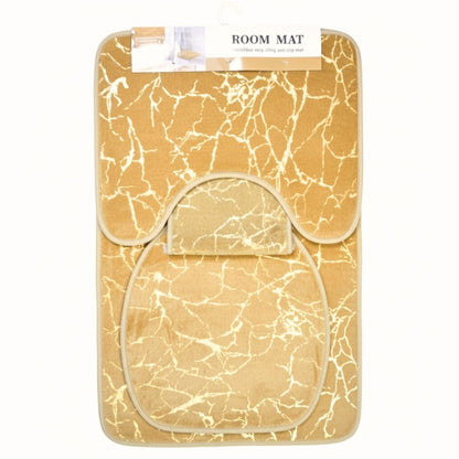 Set de alfombras y cortina de baño 4pcs. Dorado