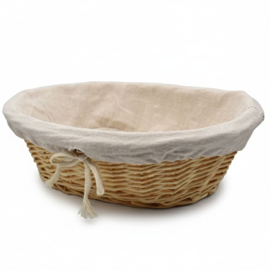 Cesta panera de mimbre forrada 31x23x10cm.