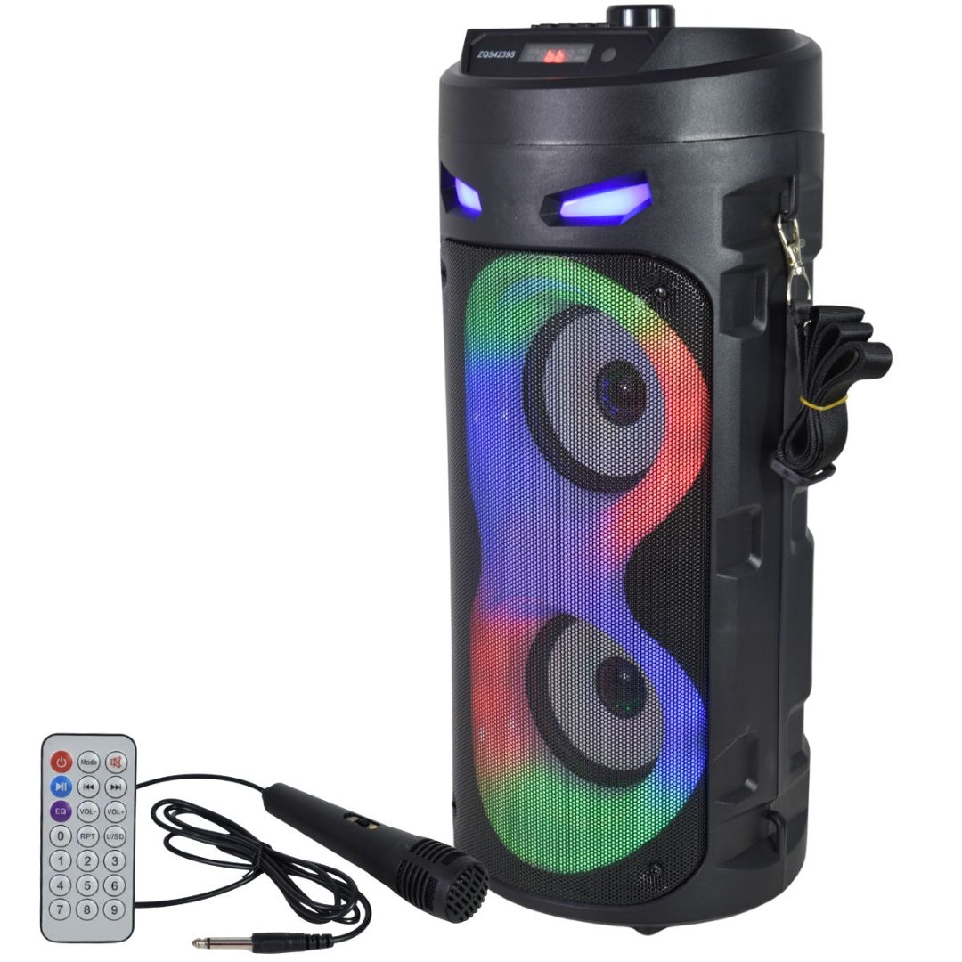 Parlante Bluetooth karaoke con micrófono y luces 1800mAh.