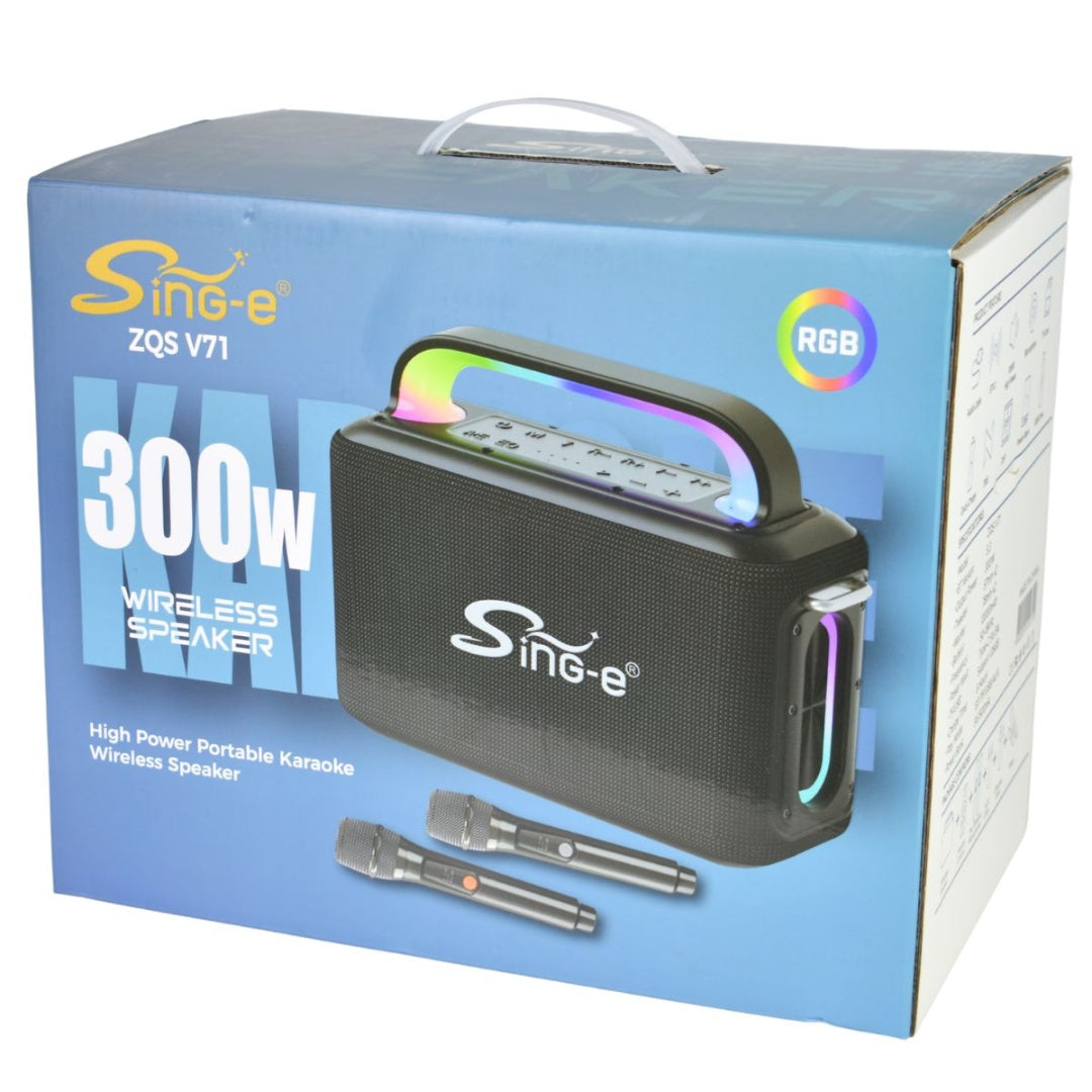 Parlante Bluetooth karaoke con micrófonos y luces 12000mAh.