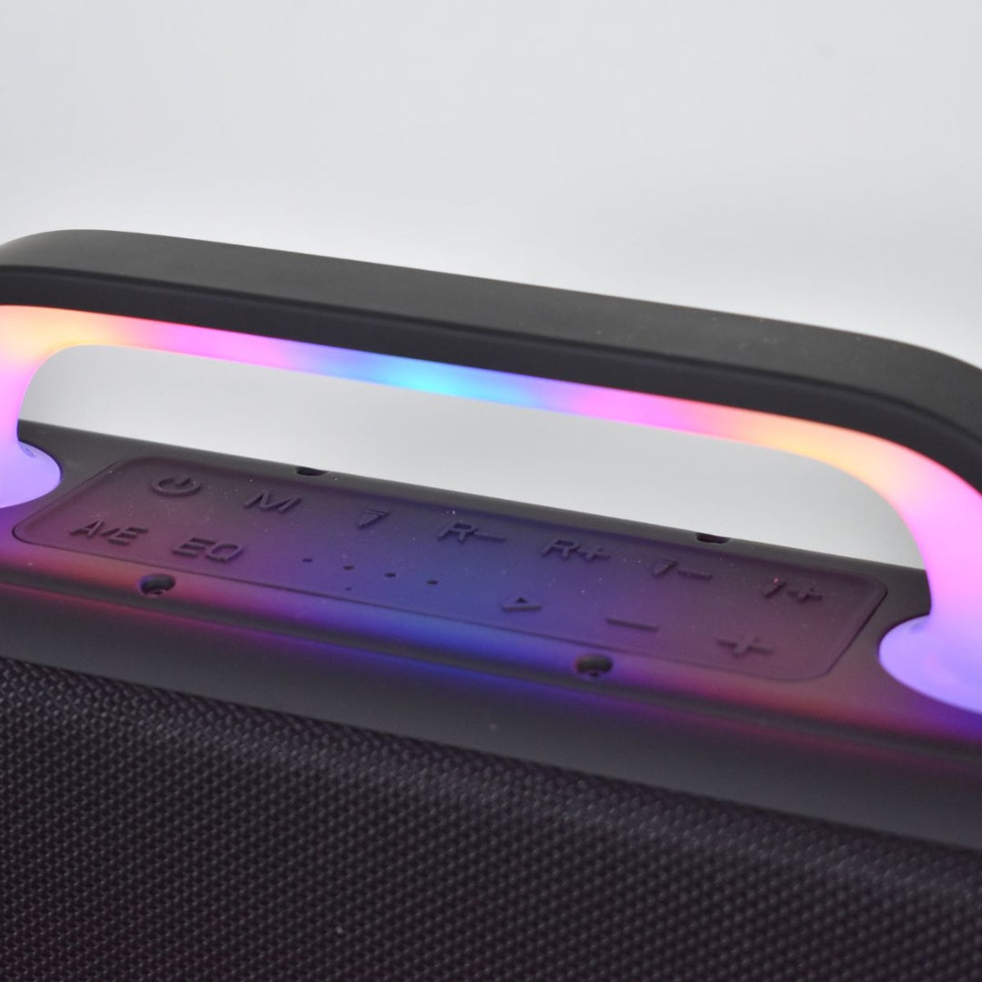 Parlante Bluetooth karaoke con micrófonos y luces 12000mAh.