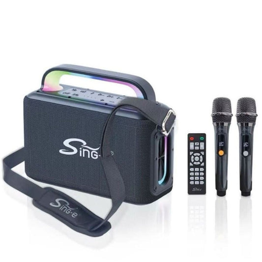Parlante Bluetooth karaoke con micrófonos y luces 12000mAh.
