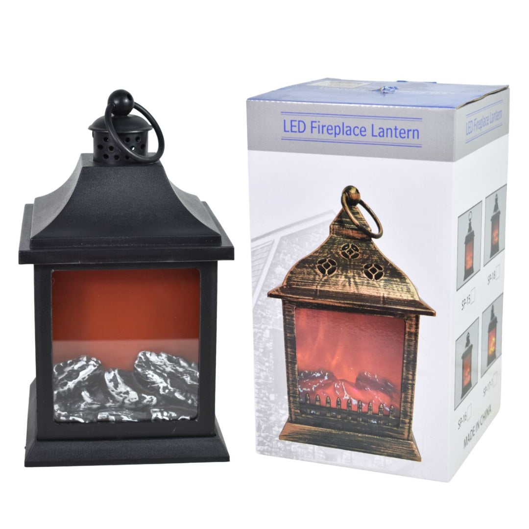 Lámpara farol LED que simula llamas 26x15x15cm.