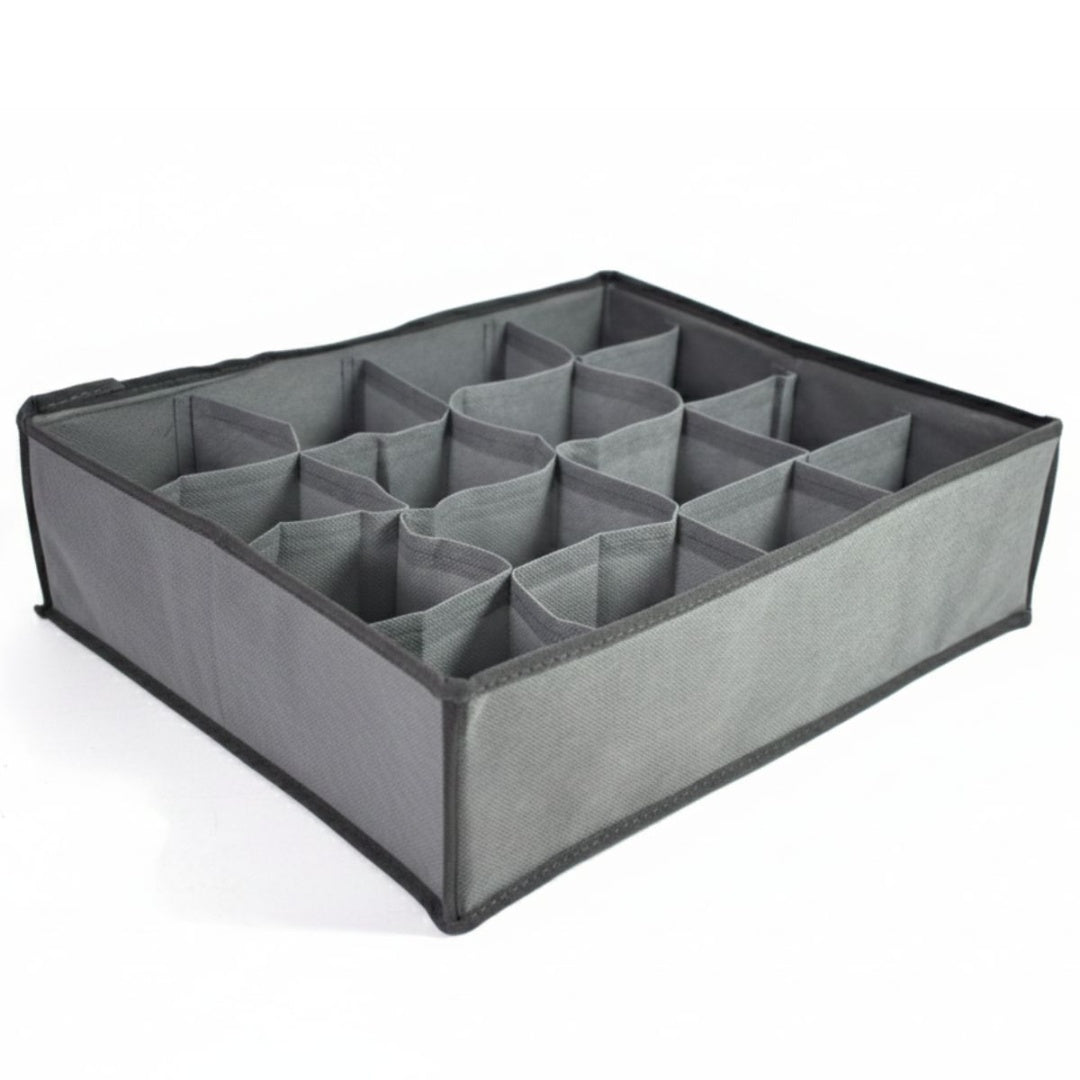 Caja organizadora de tela con separaciones 36x28x10cm.