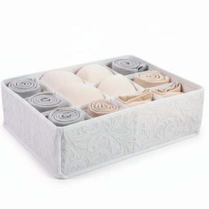 Caja organizadora de tela con separaciones 30x25x10cm.