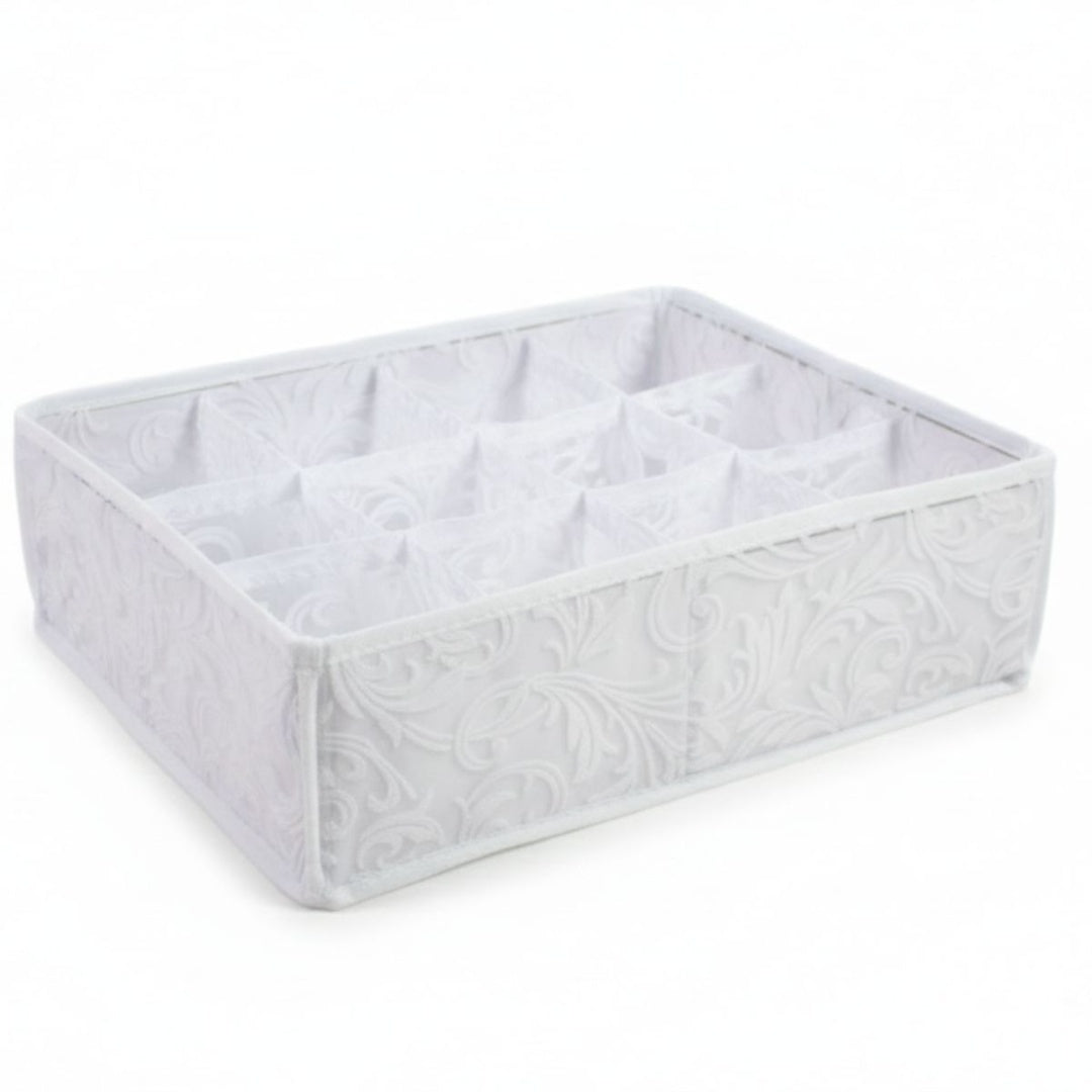 Caja organizadora de tela con separaciones 30x25x10cm.