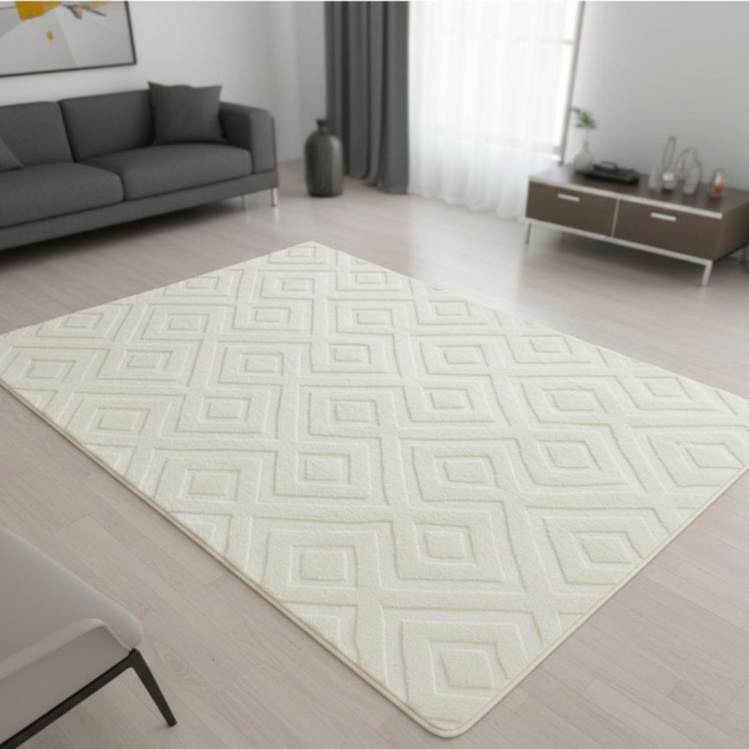 Alfombra de área con relieves 160x230cm. Crema