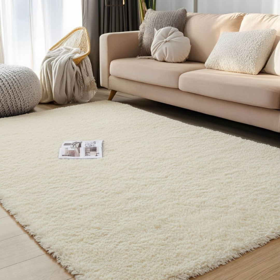 Alfombra shaggy de área 150x200cm. Crema