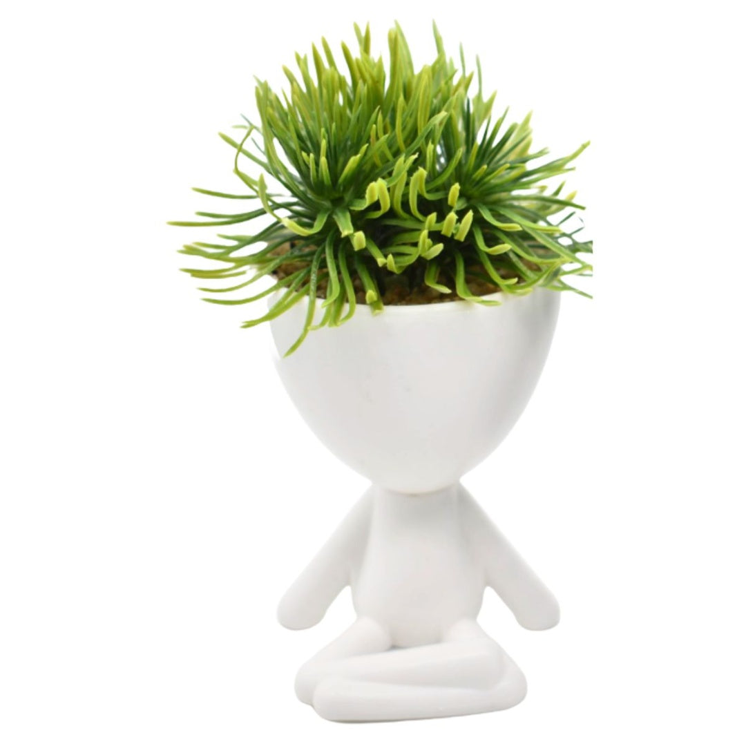 Maceta decorativa con planta artificial 15x12cm