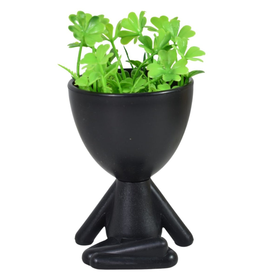 Maceta decorativa con planta artificial 15x12cm