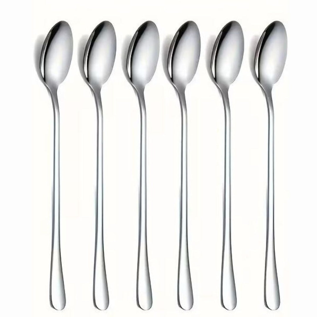 Cucharas largas de acero inoxidable x6 unidades