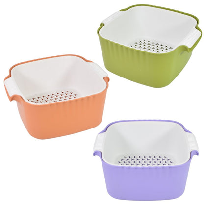 Recipiente de plástico con colador desmontable