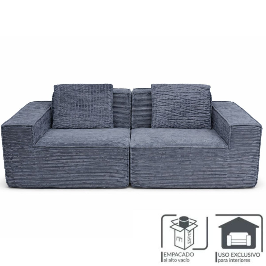 Sofa de espuma comprimida 2 cuerpos 190x95x60cm.