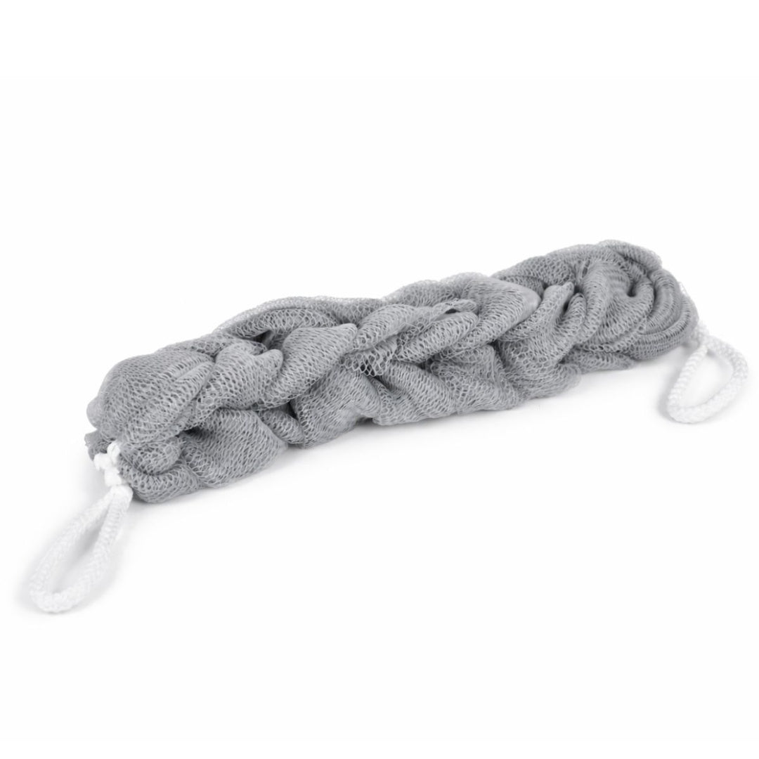 Esponja de ducha trenzada 35cm. Gris