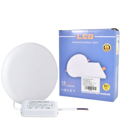 Panel luz LED redondo empotrable 12cm 18W Luz fría