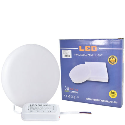 Panel luz LED redondo empotrable 22cm 36W Luz fría
