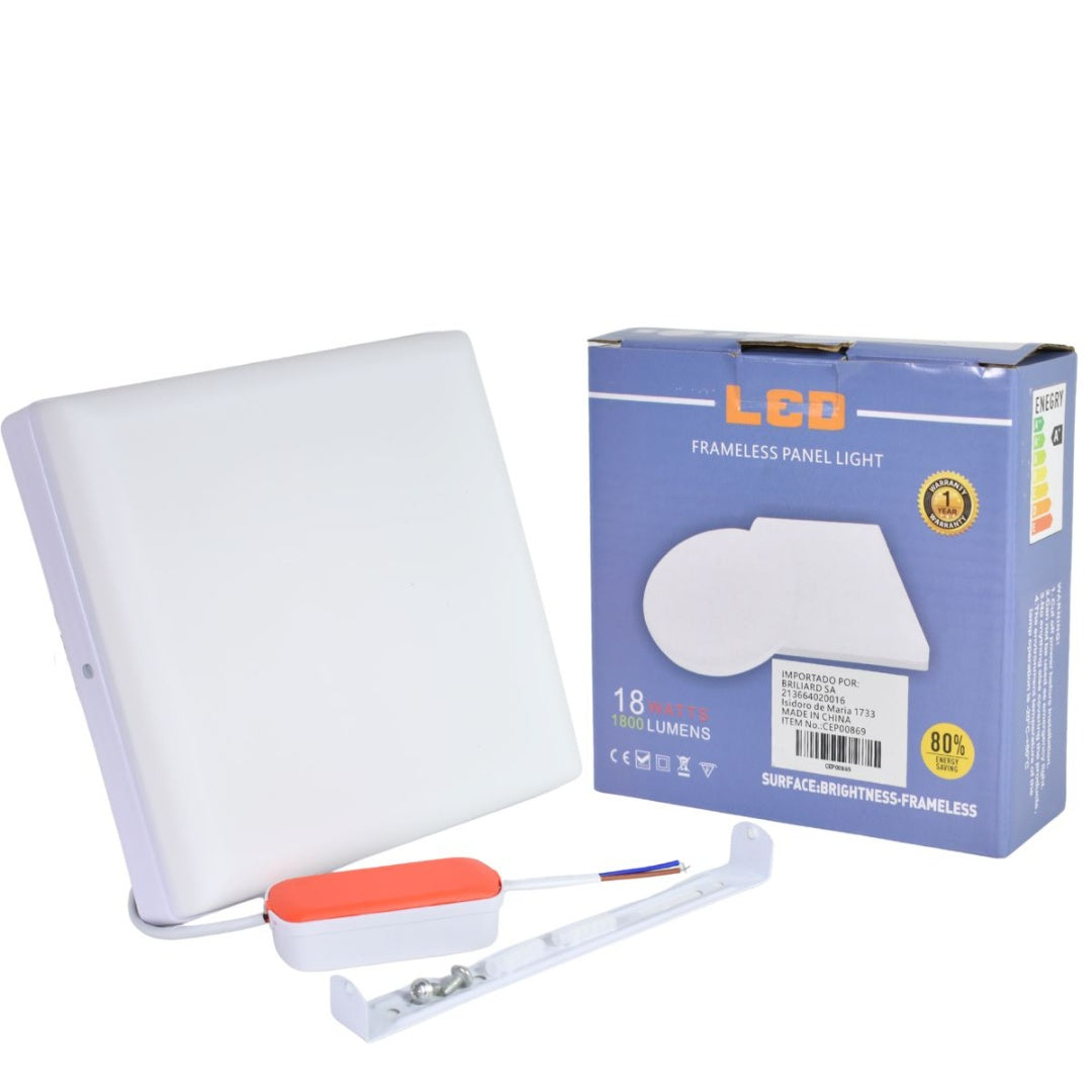 Panel luz LED cuadrado de superficie 12.5cm 18W Luz fría