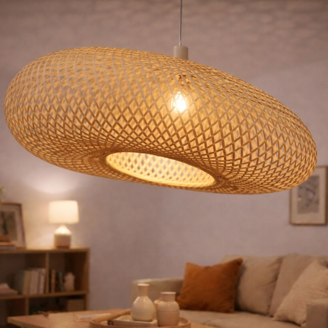 Pantalla tejida de ratán para lámpara colgante 80cm.