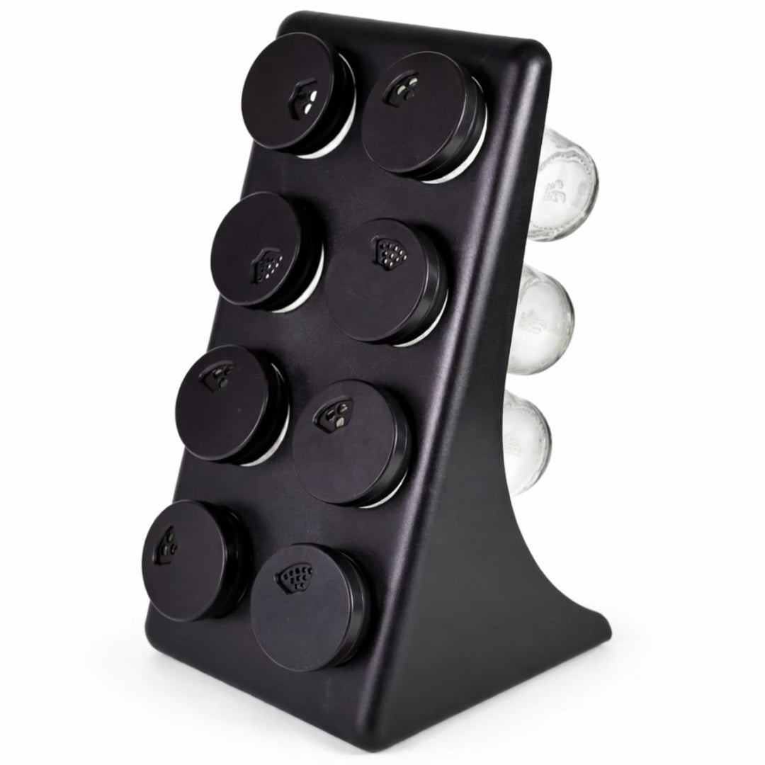 Condimenteros x8 unidades con soporte negro