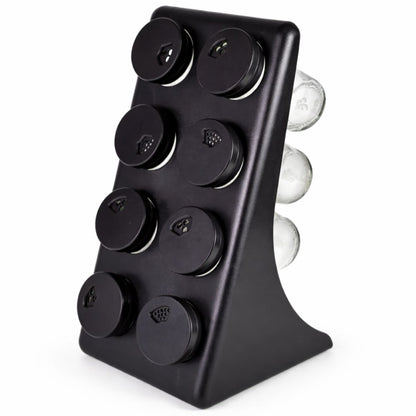 Condimenteros x8 unidades con soporte negro