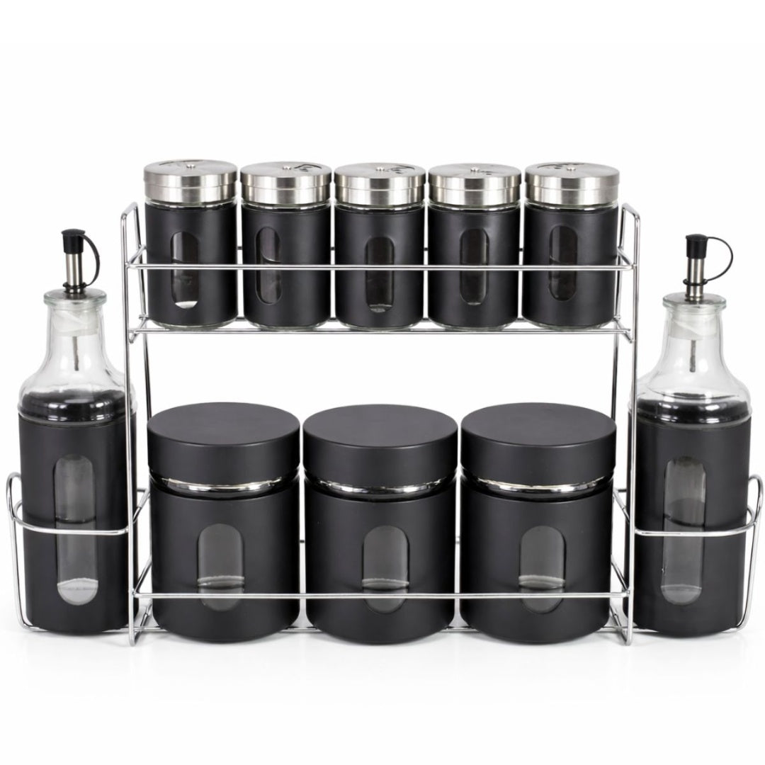 Set de condimenteros con soporte 10pcs.
