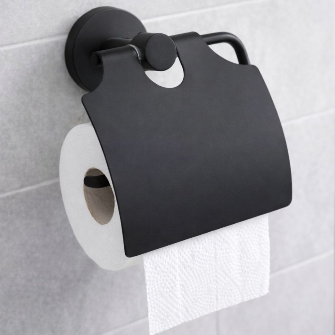 Portarrollos de papel higiénico con tapa para baño
