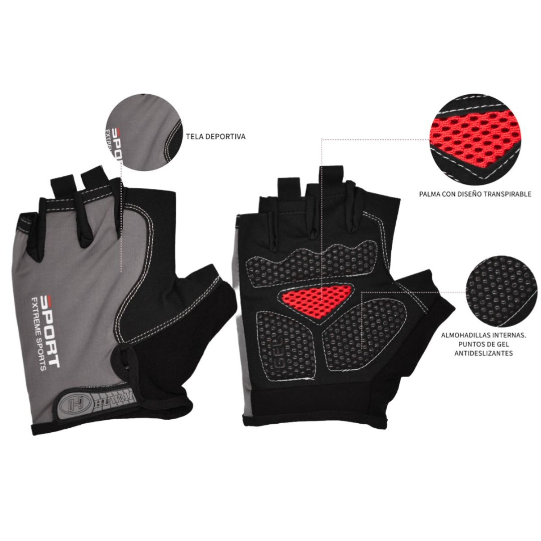 Guantes deportivos cortos antideslizantes 15x12cm