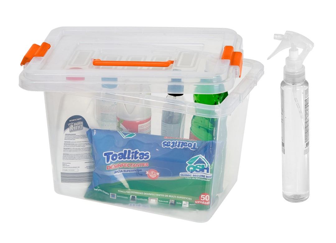 Caja organizadora plástica con tapa y asas 27 x 20 x 16 cm