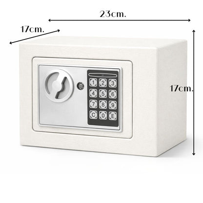 Caja fuerte electrónica con combinación. Blanca