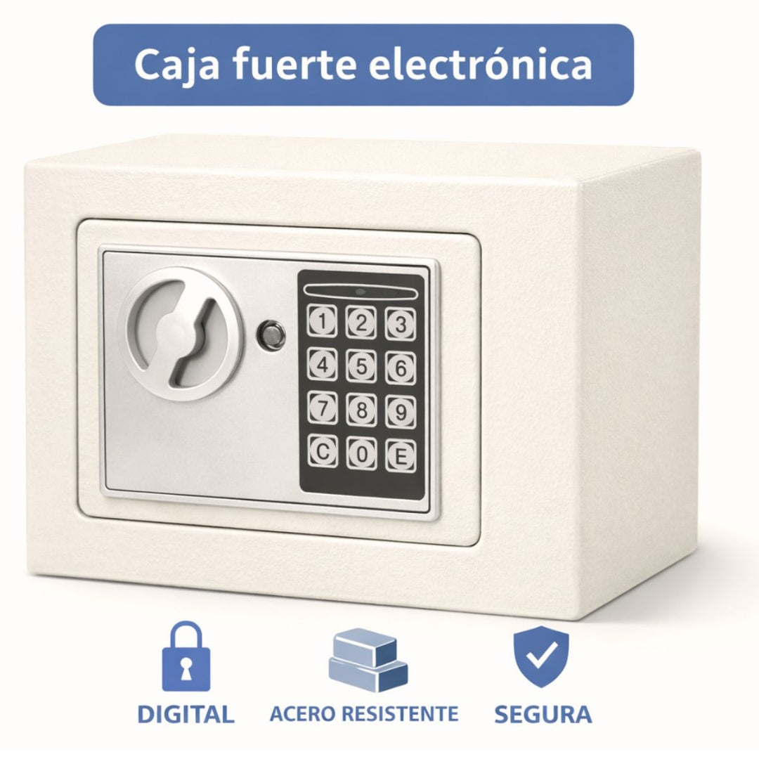 Caja fuerte electrónica con combinación. Blanca