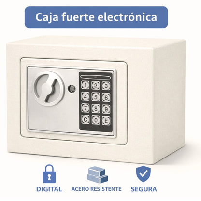 Caja fuerte electrónica con combinación. Blanca