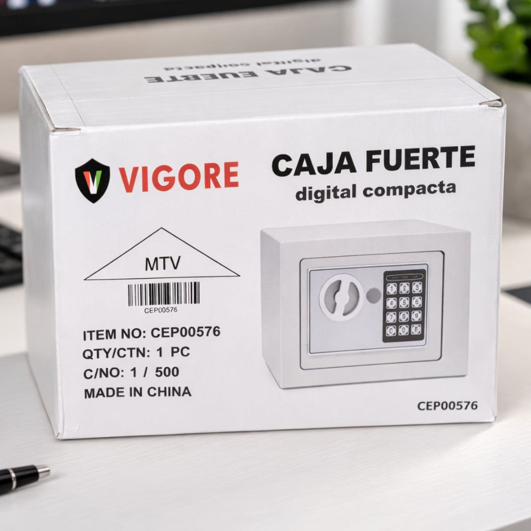 Caja fuerte electrónica con combinación. Blanca