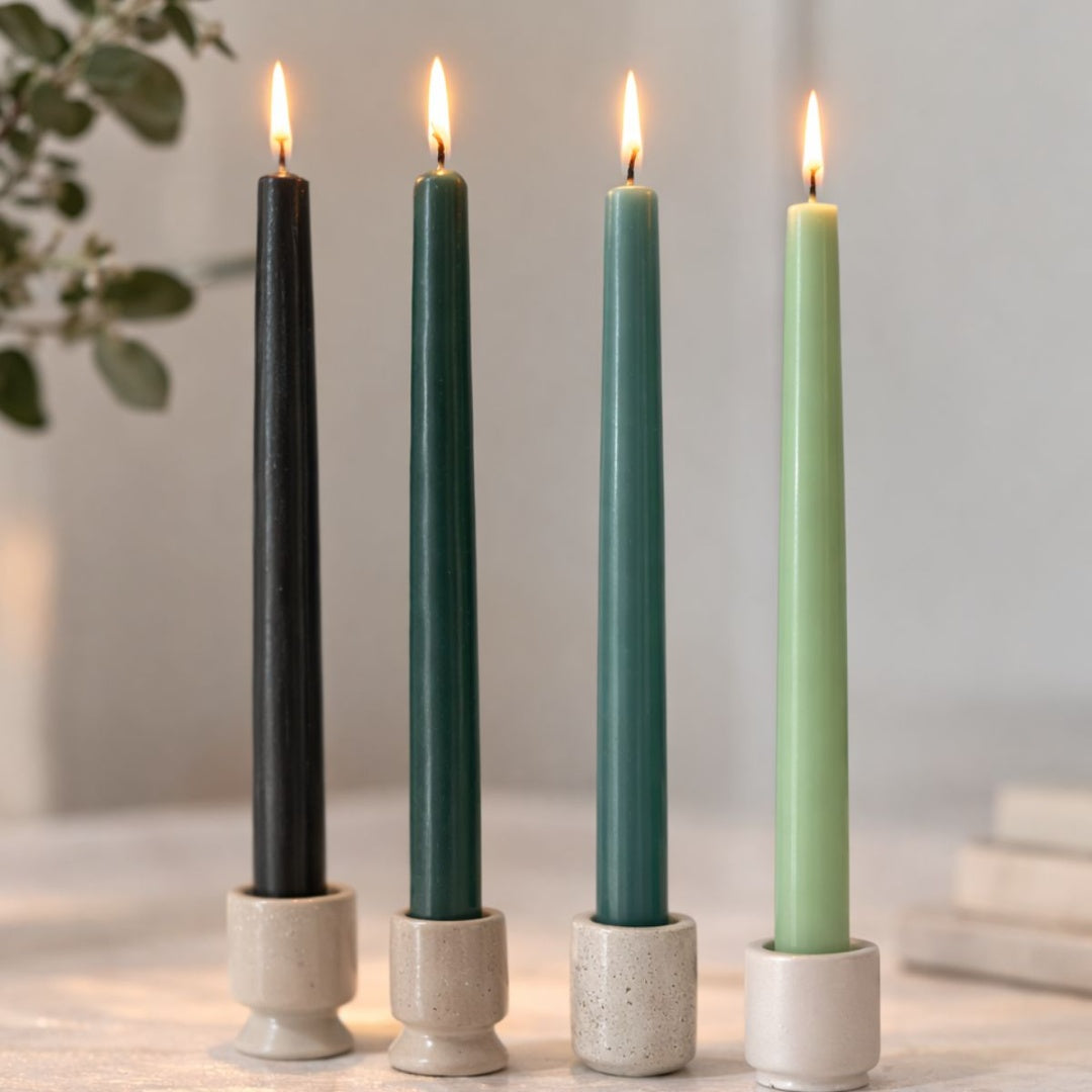 Velas cónicas de cera verdes x4 unidades