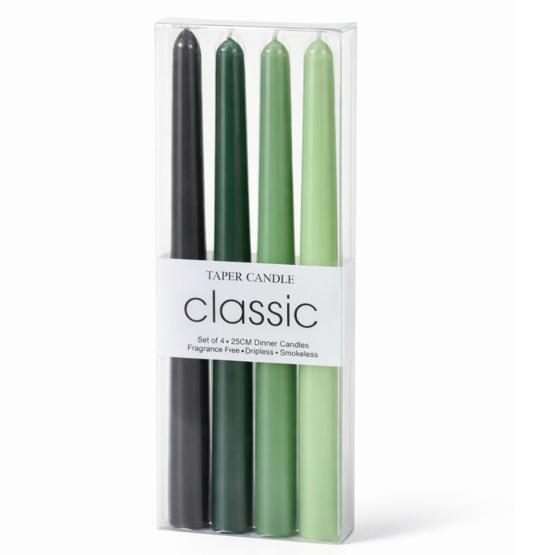 Velas cónicas de cera verdes x4 unidades