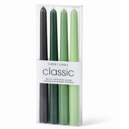 Velas cónicas de cera verdes x4 unidades