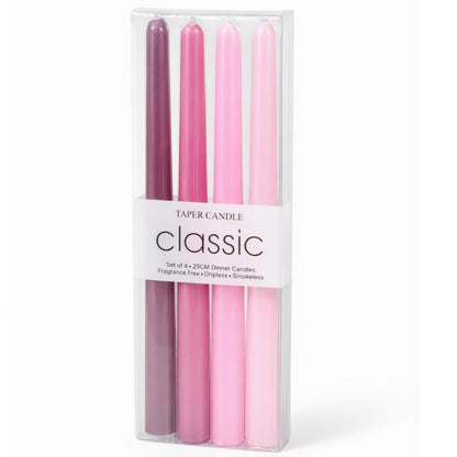 Velas cónicas de cera rosa x4 unidades