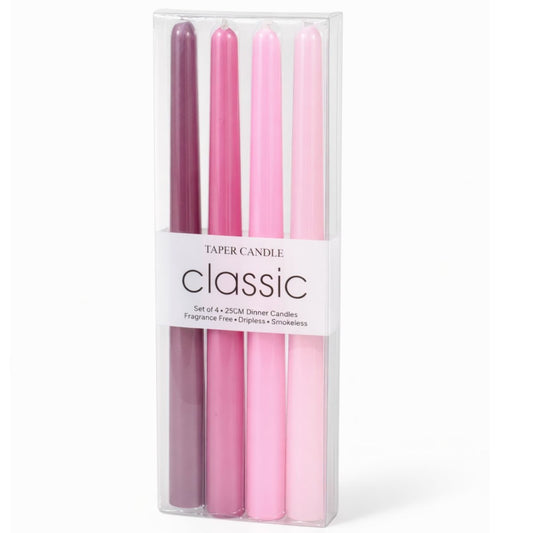 Velas cónicas de cera rosa x4 unidades