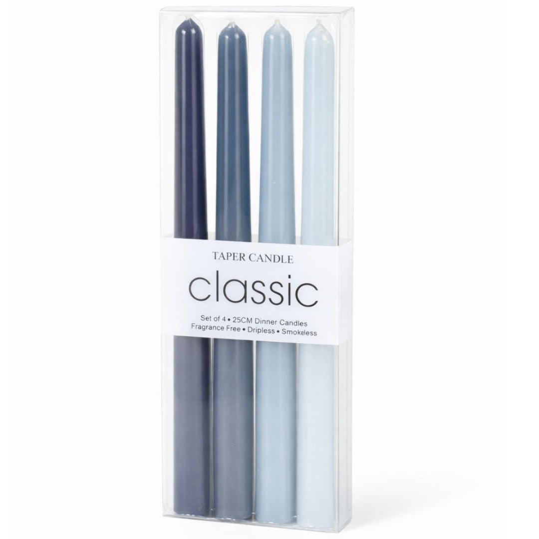 Velas cónicas de cera azules x4 unidades