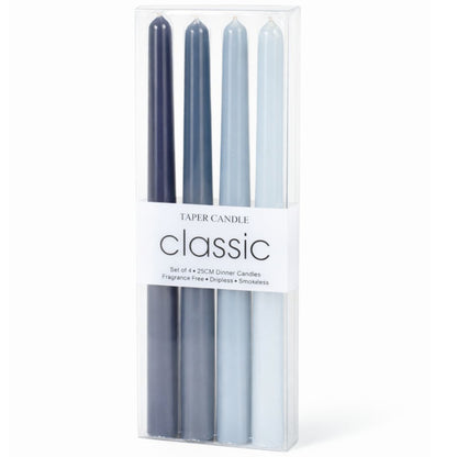 Velas cónicas de cera azules x4 unidades