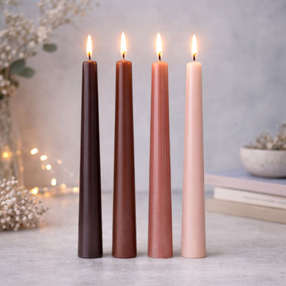 Velas cónicas de cera marrones x4 unidades