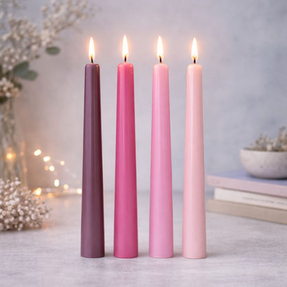 Velas cónicas de cera rosa x4 unidades