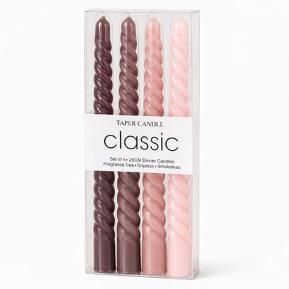 Velas cónicas de cera marrones espiral x4 unidades