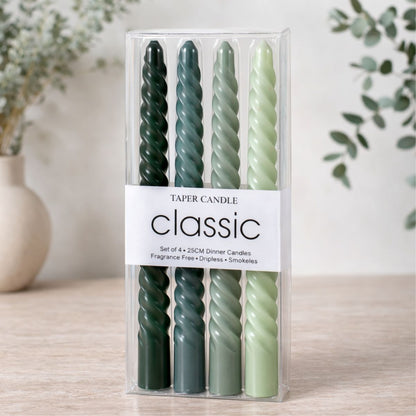 Velas cónicas de cera verdes x4 unidades