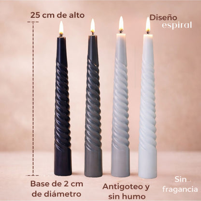 Velas cónicas de cera azules x4 unidades
