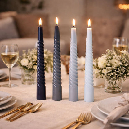 Velas cónicas de cera azules x4 unidades