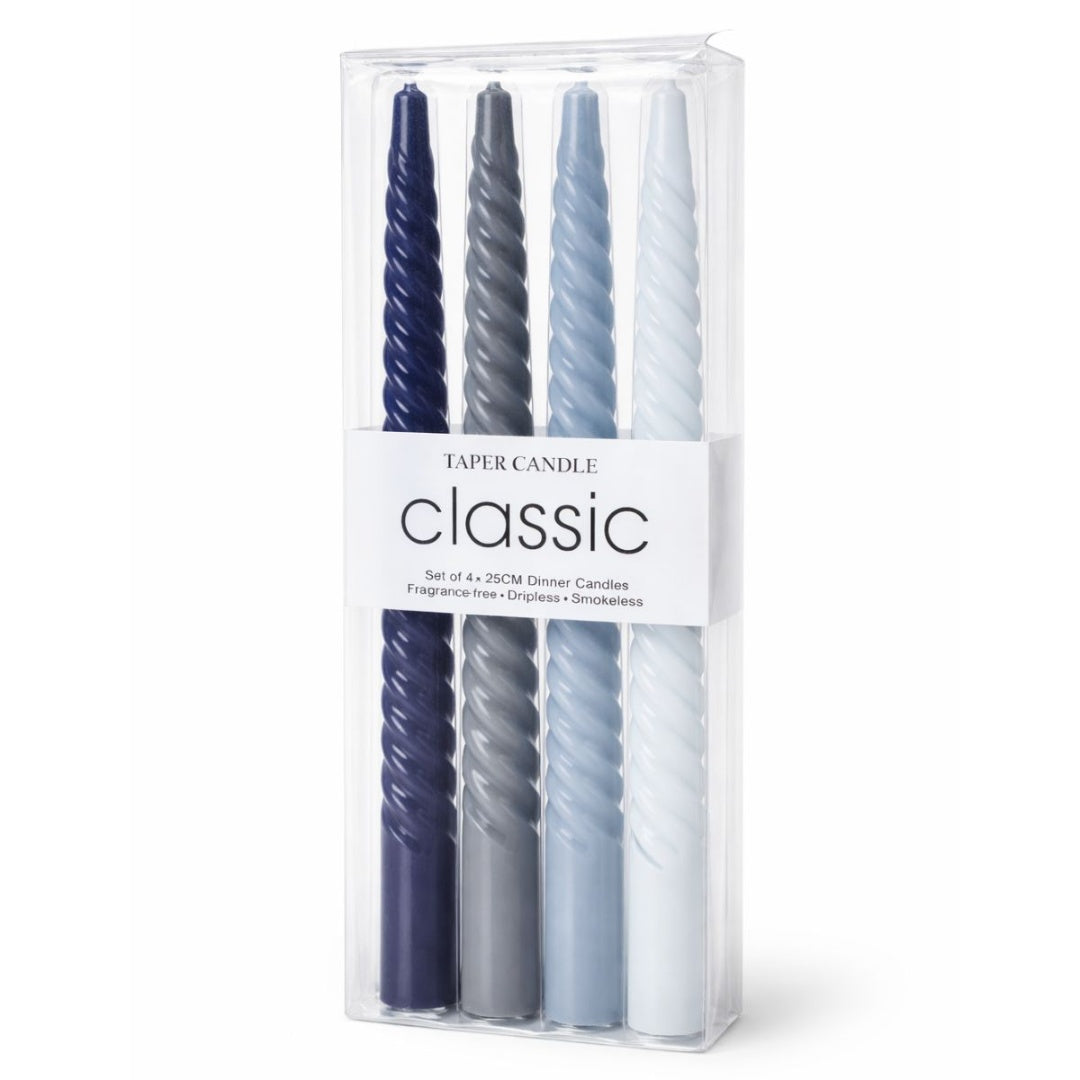 Velas cónicas de cera azules x4 unidades