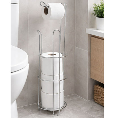 Soporte porta rollos de papel higiénico metálico 48x15cm.