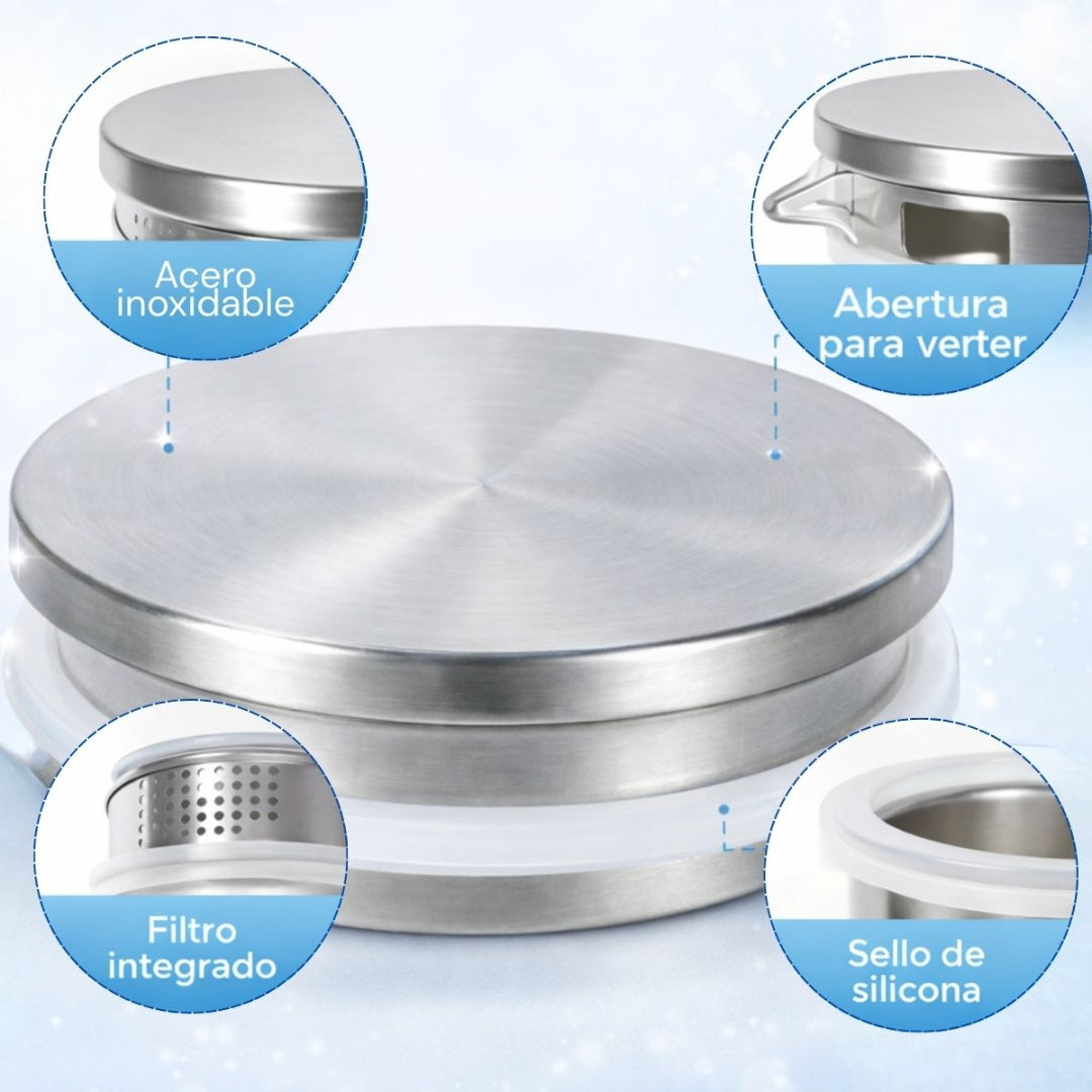 Jarra de vidrio con tapa y asa 1.8lts