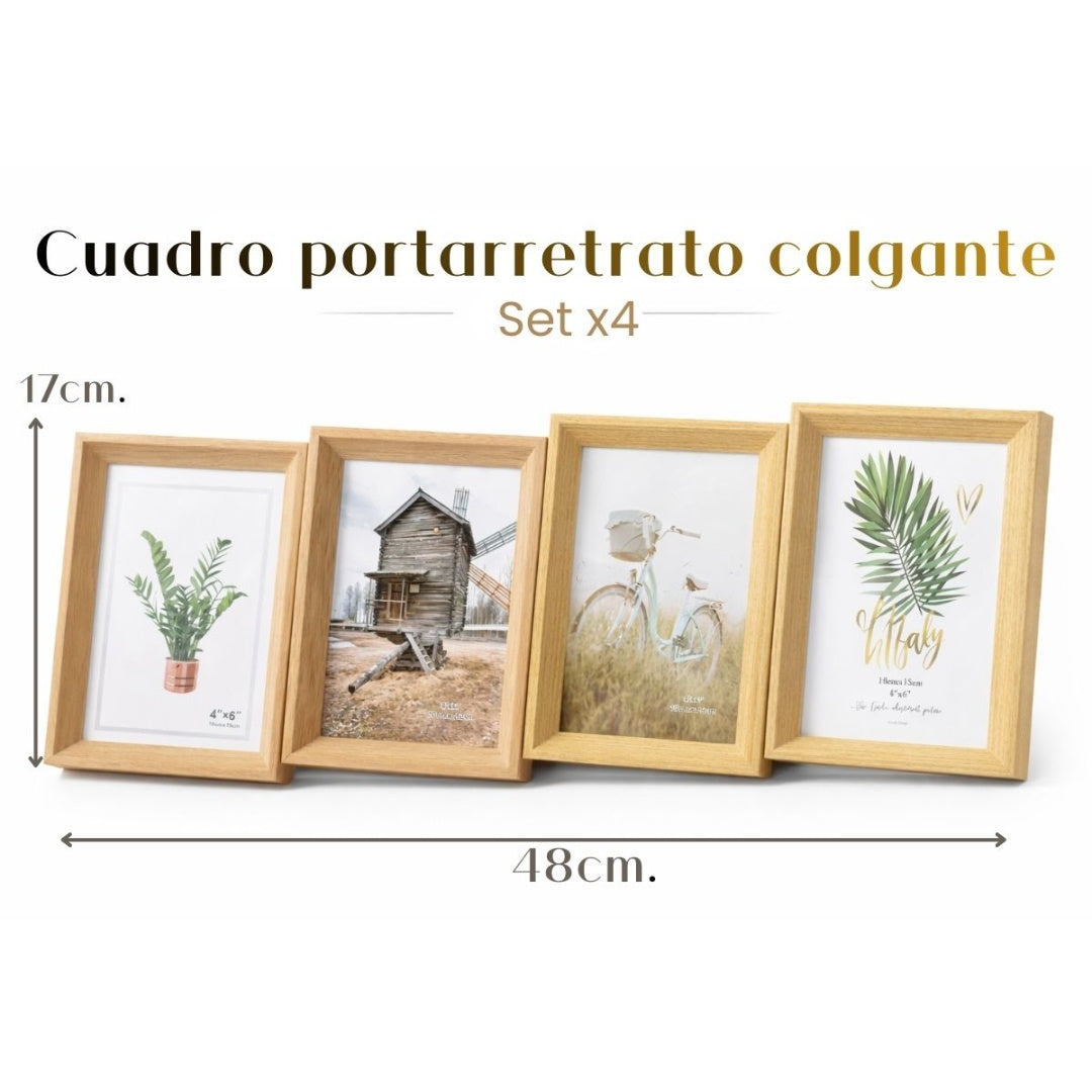Cuadro portarretrato colgante escalonado Set x4