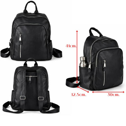 Mochila negra con bolsillos 41 x 30 x 12.5 cm.